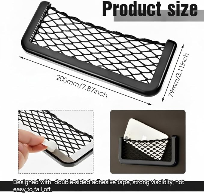 Frienda 4 Pcs Boat Storage Net Bag, ABS Plastic Car Framed Mesh Net Holder, Phone & Cargo Organizer with Screws for Auto, Rv, Boat, Pontoon, Truck Pocket Storage (8 x 3 Inch)