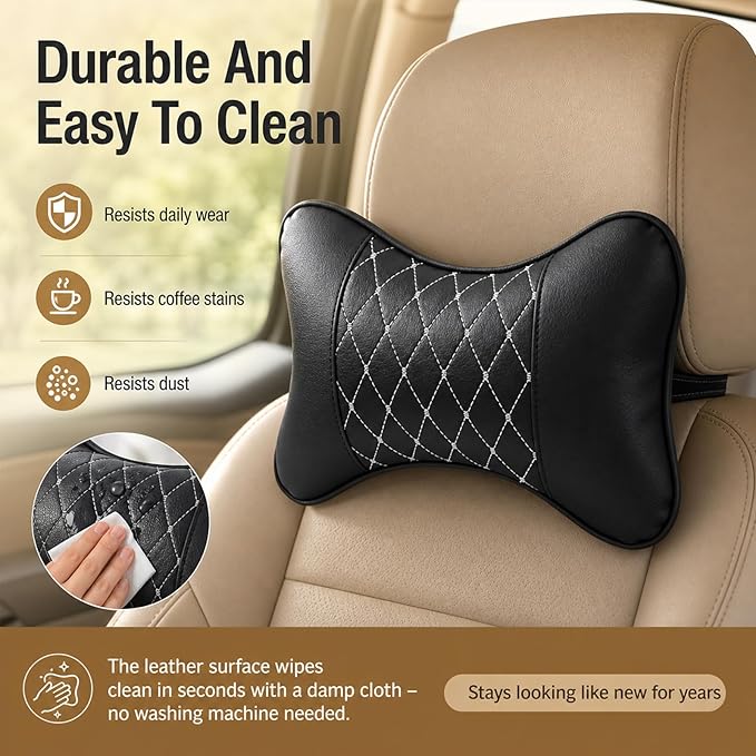 2PCS Car Headrest Pillow,Ergonomically Designed Car Neck Pillows with Diamond Pattern,Adjustable Head Rest Pillow for Cars for Driving Travel,Neck Fatigue and Pain Relief