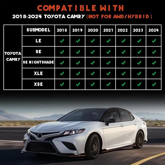 KARPAL Floor Mats for Toyota Camry 2024-2018 FWD Only (Not Fit Hybrid or AWD), Custom Fit All Weather TPE Floor Liners, 1st & 2nd Row Mat, Camry Accessories