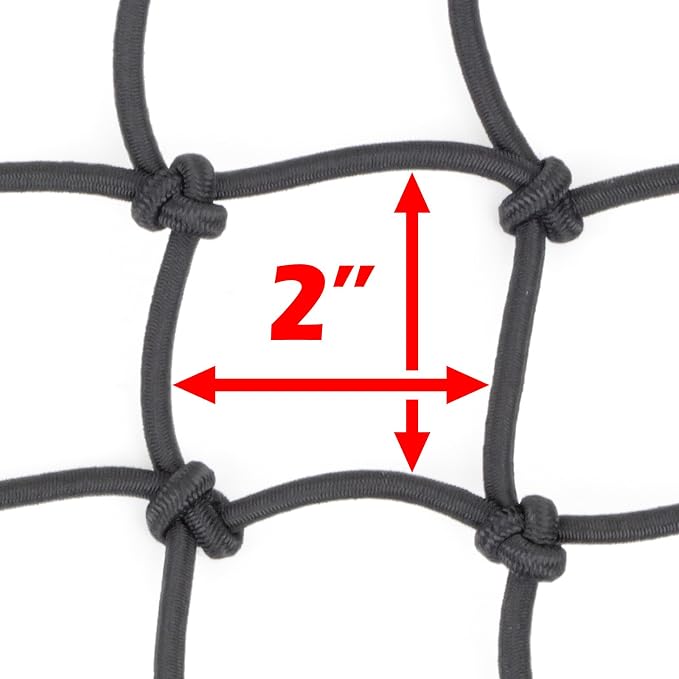 Powertye 15in x 30in Elastic Cargo Net with 10 Adjustable Hooks and Tight 2in x 2in Mesh, Red