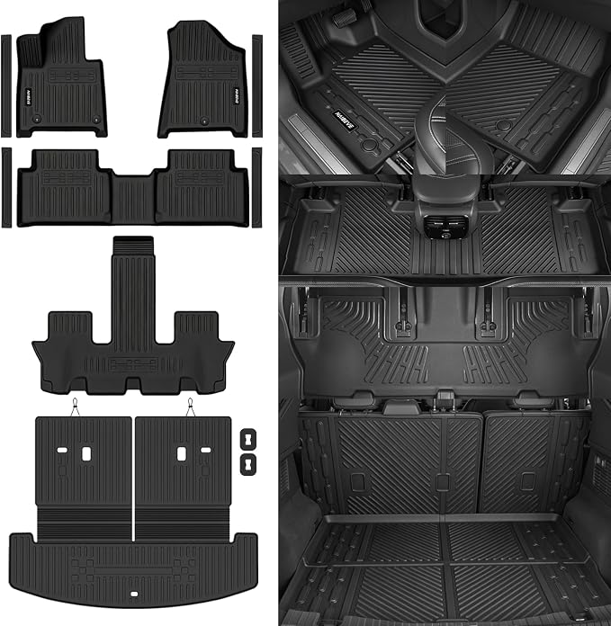 Naibeve Floor Mats for 2024-2026 Hyundai Santa FE | All Weather Custom Fit Floor Mats, Cargo Mat, Backrest Mats, Door Sill Guards Interior Protector accessories