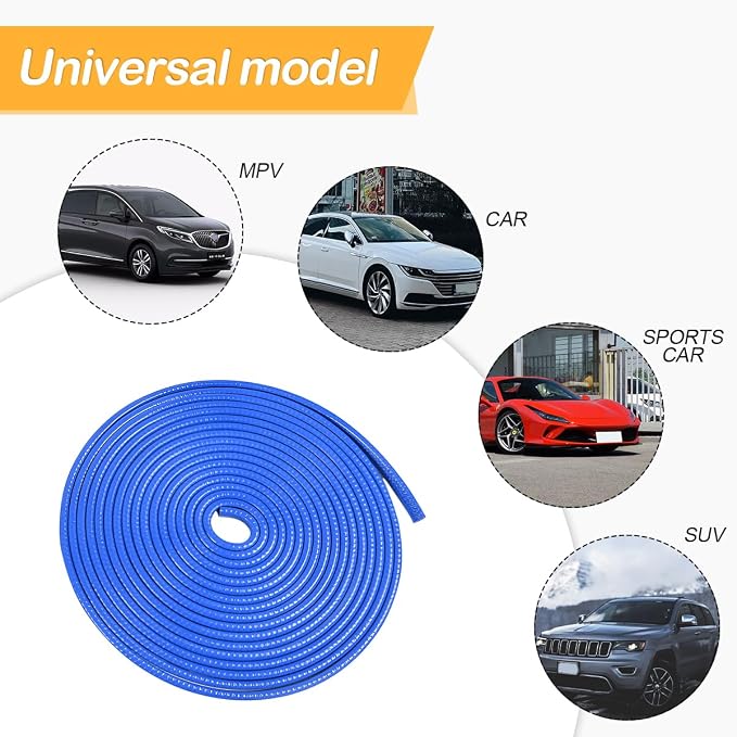 Osilly Car Door Edge Guards, 16Ft Rubber Seal Car Door Edge Trim, U Shape Door Edge Protector Guard, Aluminum Weather Proofing Automotive Door Edge Molding Protection for Most Car (Blue)