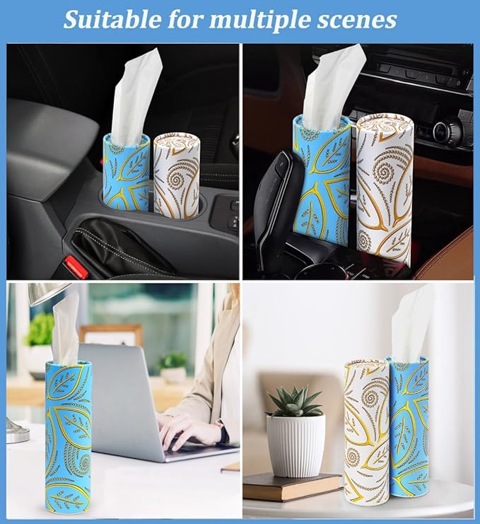 Car Tissue Refill Kit, Tissue Refill for Car Visor Tissue Holder, Round Paper Towel Holder with 9 Packs Paper