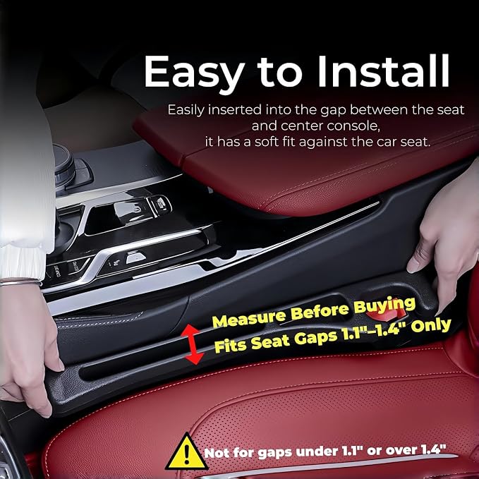 EnzeroTools Car Seat Gap Filler, 2-Pack No-Drop Seat Side Gap Seam Filler Organizer with Phone Holder, Universal Fit Fill The Gap Between Seat & Console, Perfect for Car, SUV, Truck
