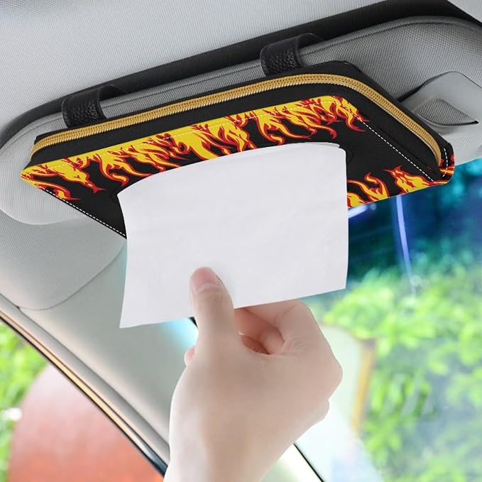 Flame Leather Tissue Holder Car Mask Holder Car Sun Visor Napkin Holder Luxury PU Leather Easy to Install Clean