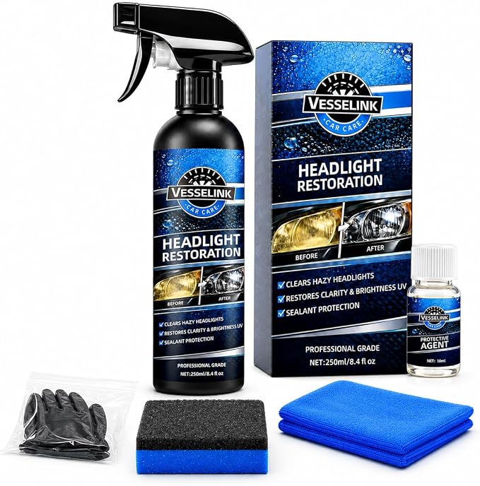 Headlight Restoration Kit,Headlight Cleaner and Restorer Kit for Oxidized & Yellowed Lens Repair with Protective Coating,Head Light Restoring Kit,Headlight Cleaner and Restorer Kit