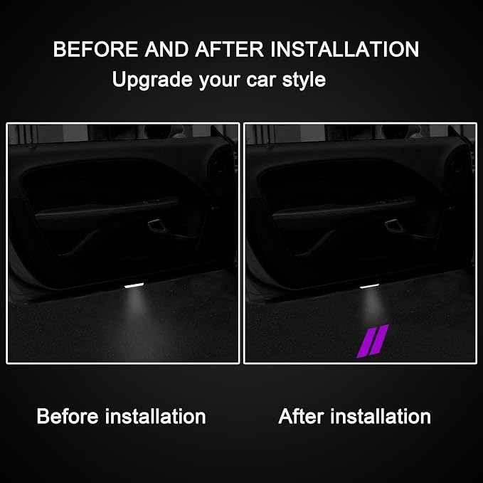 YOSRTER 2PCS Door Lights for Dodge Challenger Accessories LED Ghost Shadow Welcome Puddle Projection Lamps for Dodge Challenger Interior Accessories(Purple Double Stripe)
