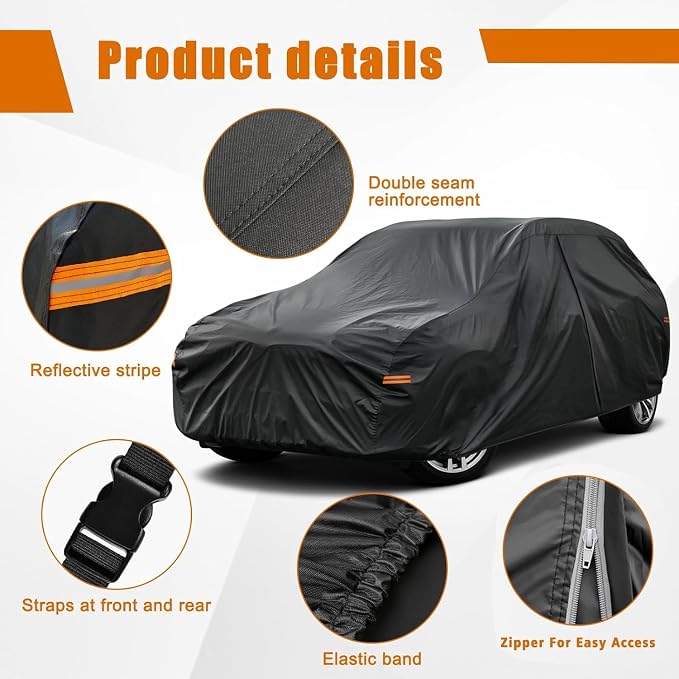 Kayme 7 Layers Hatchback Car Cover Custom Fit for Dodge Grand Caravan (1996-2020), Waterproof All Weather for Automobiles,Rain Sun UV Protection.Black