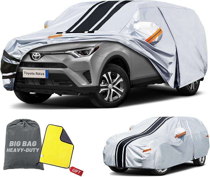 SUV Car Cover Custom Fit for Honda CRV (1995-2026), Toyota RAV4 (1996-2026) | Waterproof All Weather for Automobiles Full Exterior Cover Rain Sun Snow UV Protector.