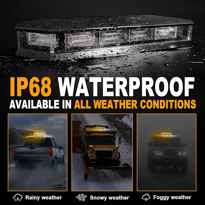 ASPL 16.5 Inch Roof Top Beacon Emergency Strobe Light 56 LED Magnetic Warning Caution lights bar Traffic Hazard Plow Light for Trucks Vehicles Construction Snowplow (Amber/White)