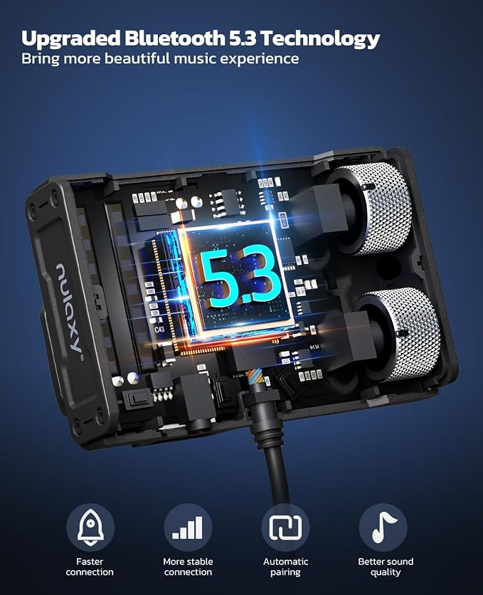 Nulaxy Bluetooth 5.3 Car Adapter with Air Vent Installation & DSP Noise Cancellation, QC3.0 & Type-C PD Car Charger Wireless FM Radio Transmitter Supports Bass & Treble Boost