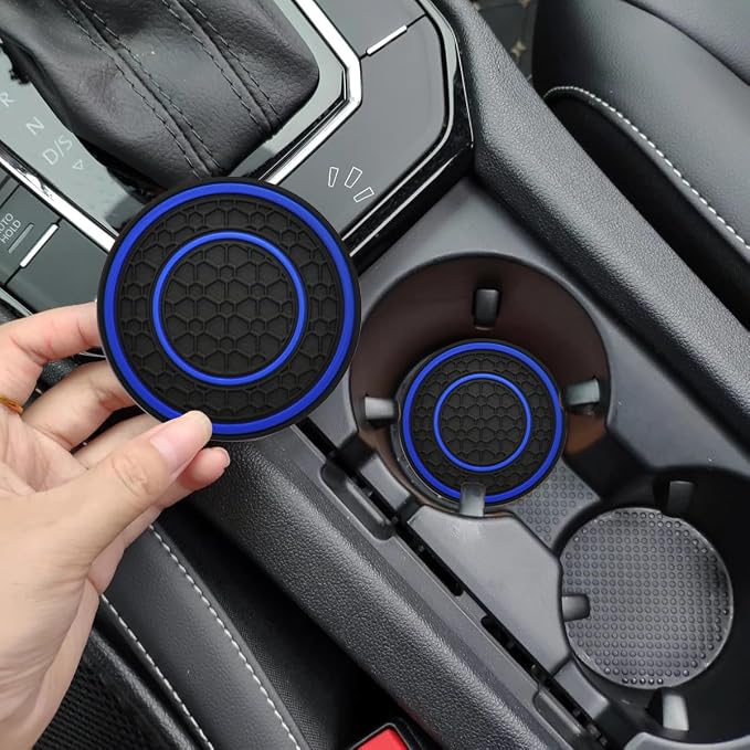 Car Cup Coaster Universal Automotive Waterproof Non-Slip Cup Holders Sift-Proof Spill Holder Car Interior Accessories 4 Pack Black & Blue