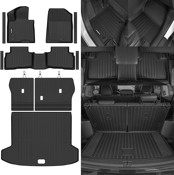 Naibeve Floor Mats for 2022-2026 Hyundai Tucson Hybrid | All Weather Custom Fit Floor Mats, Cargo Mat, Backrest Mats, Door Sill Guards, Not for PHEV/Gas Interior accessories