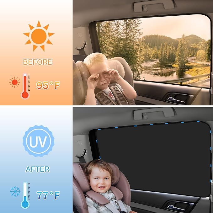 ZATOOTO Side Window Sunshade for Protecting Privacy,Magnetic Universal Fit | Black Side for Heat Absorption & Privacy,Silver Side for Sun Reflection & Cooling,Magnetic Quick & Effortless Installation