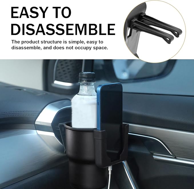 Car Cup Holder Expander, PP Plastic Seat Back Door Side Cell Phone Drink Holder, Back Hanging Mounted Multi-functional Auxiliary Travel Accessory, Universal Fit for Most Cars (Black)