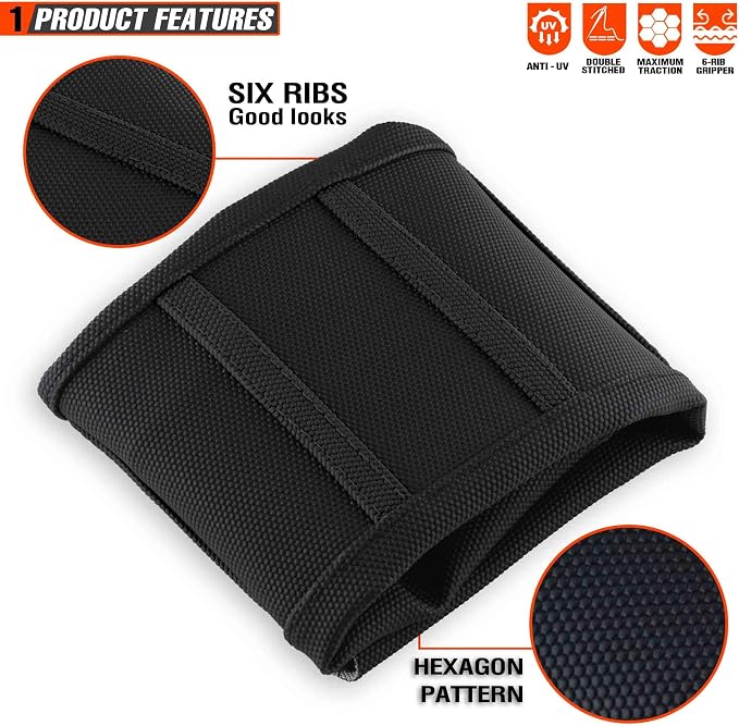Motorcycle Universal Seat Cover Non-Slip Rubber Striped Gripper Soft Sewing for CRF WR WRF RMZ YZF SXF EXC EXC XC SX CR KLX Dirt Pit Bike Motocross Off Road (Black)