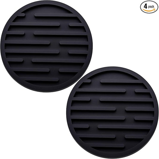 2 Pack Silicone Car Cup Holder Coaster – 2.75 Inch Anti-Slip Drink Coaster, Perfect for Coffee & Beverages – Cute Car Interior Decor for Women & Girls (Black)