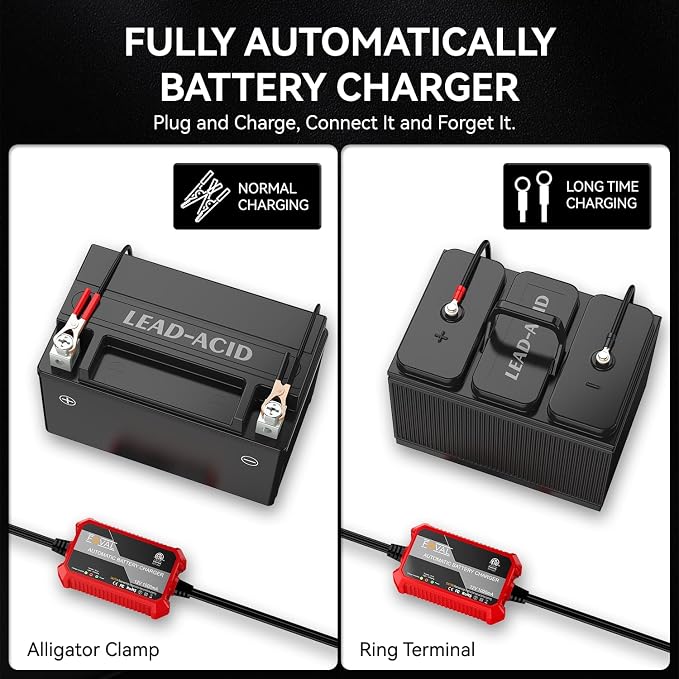 Foval Automatic Trickle Battery Charger 12V 1000mA Smart Battery Charger