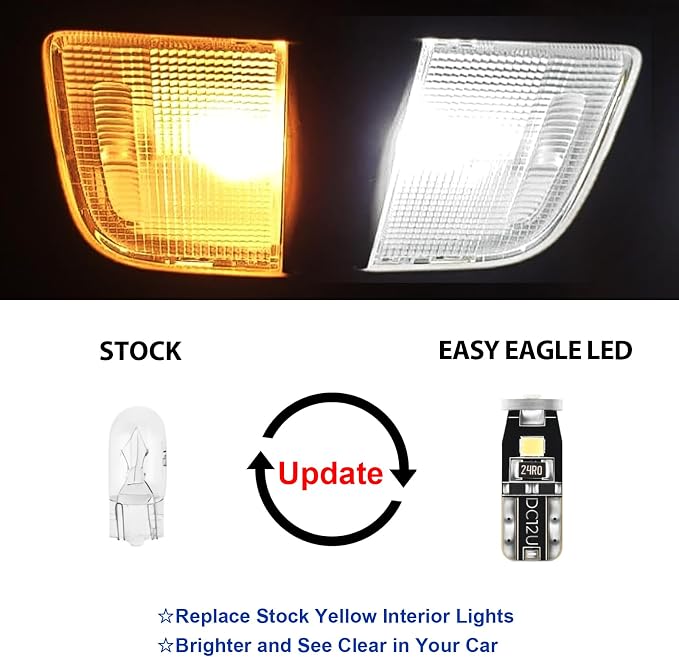 EASY EAGLE LED Interior Car Lights for Toyota-Highlander-2014-2019: 14 Piece Kit White LED Light Bulbs - Super Bright 6000K + Install Tool