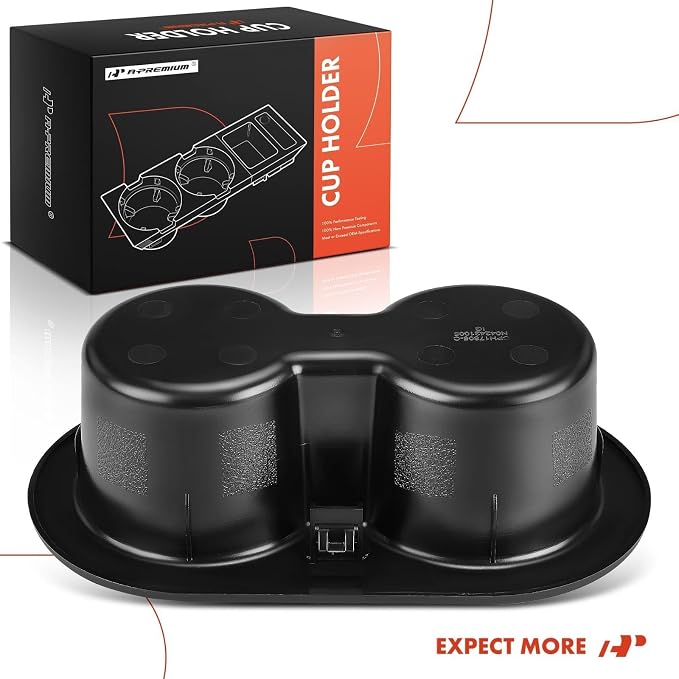 A-Premium Rear Seat Dual Cup Holder Compatible with Dodge Dakota 2005-2011, Ram 1500 2500 2002-2010, Ram 3500 2006-2010, Ram 4500 5500 2008-2010, Black, Replace# 5HD65DX9AC