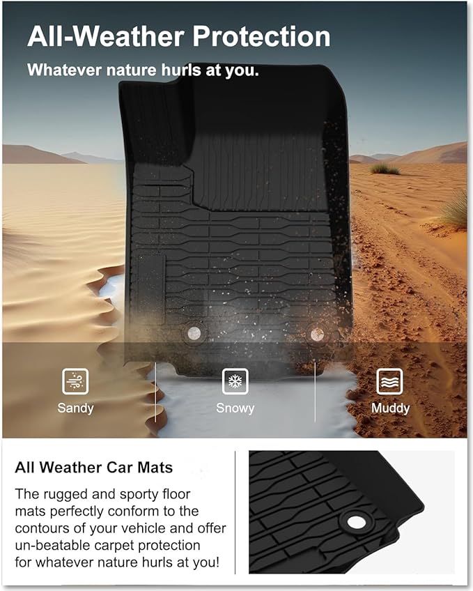 Kiwi Master Floor Mats for 2022-2026 Jeep Grand Cherokee/ 4xe | Custom Fit All Weather Car Mats, Heavy Duty TPE Floor Liners, Front & Rear 2 Row Set, Black