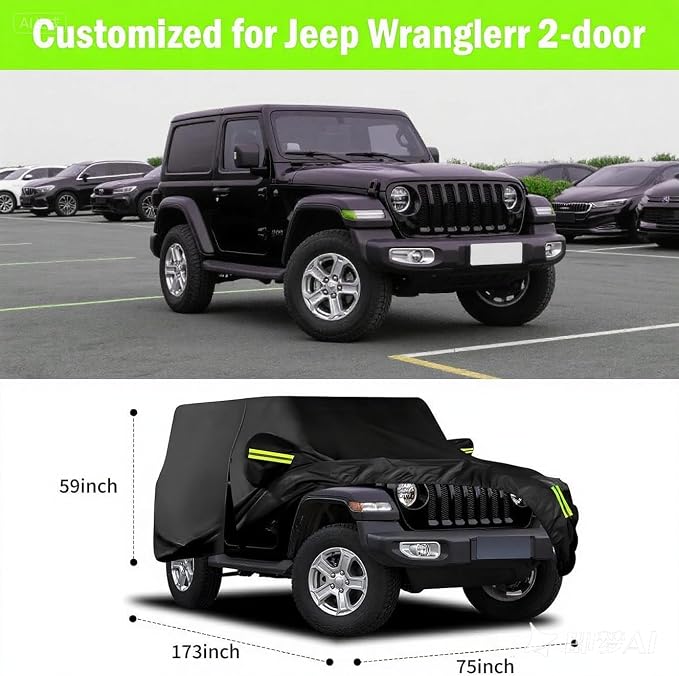 Migaven Wrangler Cover Waterproof 4 Door, All Weather Rain Cover for Automobiles, Outdoor Full Exterior Covers Fits JK JL TJ YJ CJ