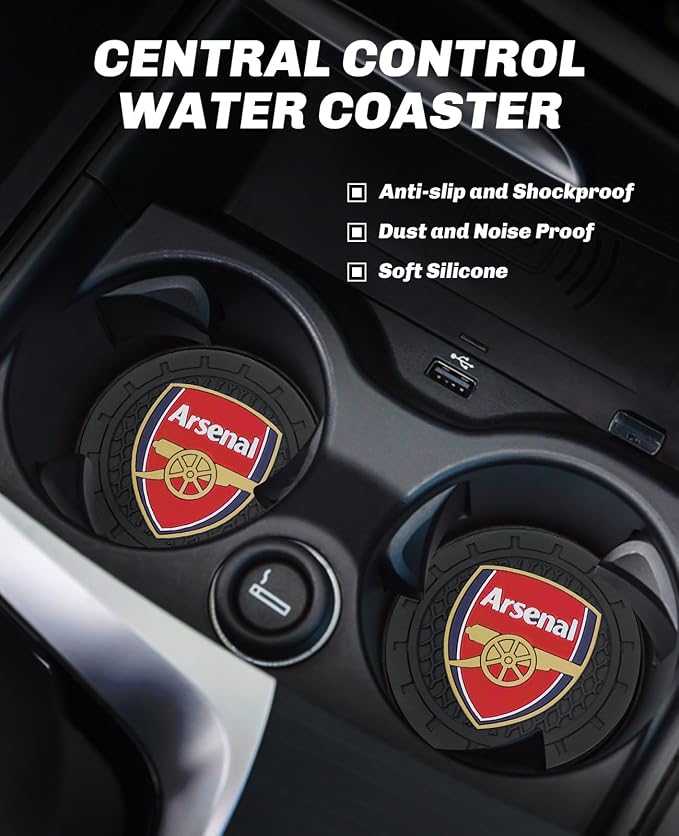 Cup Holder Insert Coaster for Arsenal UEFA Fans,Anti Slip Car Cup Coaster Interior Accessories