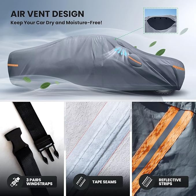 Waterproof Toyota RAV4(2015-2026) Car Cover with Breathable Vents, [Upgrade] Premium Covers with Cotton Liner and Zipper Door, Sun Rain Snow Dust Uv Protection.(Gift with Towel)