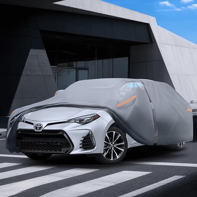 Waterproof Toyota Corolla(2018-2026) Car Cover with Breathable Vents, [Upgrade] Premium Covers with Cotton Liner and Zipper Door, Sun Rain Snow Dust Uv Protection.(Gift with Towel)