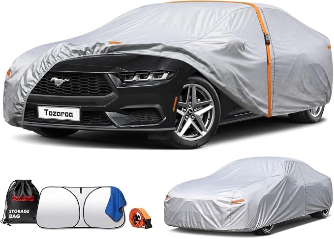 Car Cover Waterproof All-Weather,Outdoor Full Exterior Coupe Covers(Length 186-193 inch) Custom Fit for Ford Mustang,Chevrolet Camaro Corvette,BMW 4 Series etc,Size C4(See Size Chart)