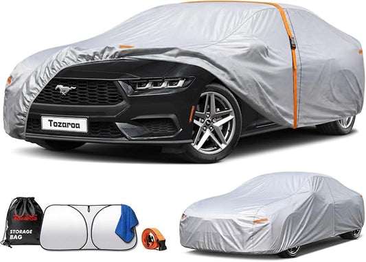 Car Cover Waterproof All-Weather,Outdoor Full Exterior Coupe Covers(Length 186-193 inch) Custom Fit for Ford Mustang,Chevrolet Camaro Corvette,BMW 4 Series etc,Size C4(See Size Chart)