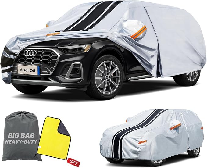 SUV Car Cover Custom Fit for Audi Q5/SQ5 (2009-2026) | Waterproof All Weather for Automobiles Full Exterior Cover Rain Sun Snow UV Protector.