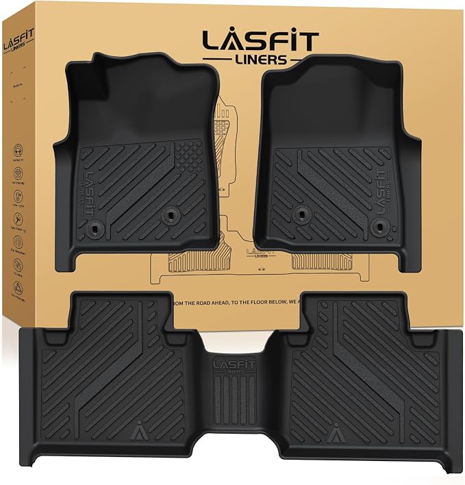 LASFIT Floor Mats for Toyota Tacoma 2005-2011(Access Cab Auto Tran) (Not Fit Second Row Without Center Storage Box) All Weather Custom Fit Floor Liners for Tacoma TPE Mats Front&Rear 2 Row Car Mats