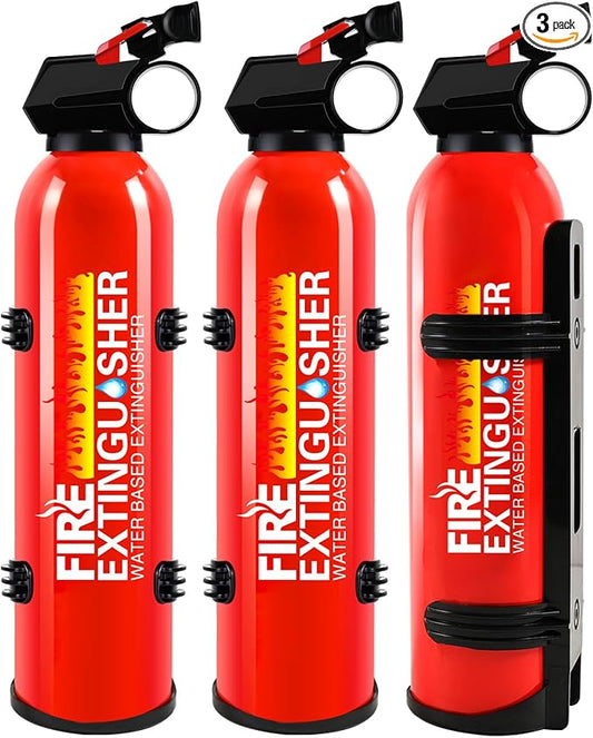 Fire Extinguisher for Home with Mount - 3 Pack Upgraded 8-in-1 Portable Fire Extinguishers for Home, Kitchen, Car, Boat, RV, Vehicle - Water-Based Fire Extinguisher for Class A, B, C, K Fires