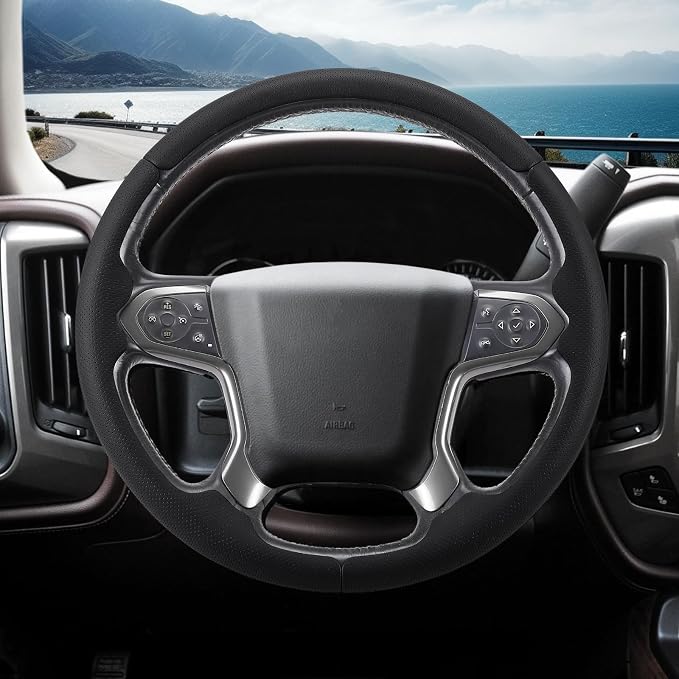 Steering Wheel Cover for Chevy Silverado 1500 2014-2018/2500 2500HD 3500 3500HD 2015-2019/ 4500HD 5500HD 6500HD 2019-2024/ Suburban Tahoe 2015-2020/ Traverse 2018-2023 Chevrolet