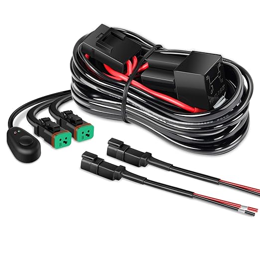 Nilight - 10036W 14AWG 11.5 Feet DT Connector Wiring Harness Kit LED Light Bar 12V On Off Switch Power Relay Blade Fuse for Off Road Lights LED Work Light-2 Leads