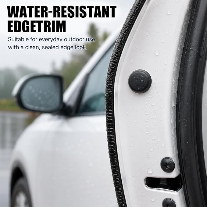 16.4 Ft Rubber Car Door Edge Guards, U Shape Edge Trim, Black | Flexible profile, cut to fit, parking ding shield, push on setup, fits most sedans SUVs trucks, automotive accessories