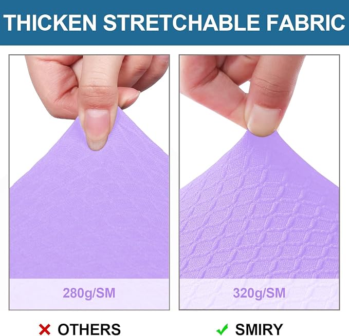 Smiry Waterproof Seat Covers for Dining Room Chairs Set of 6, Stretch Jacquard Removable Washable Chair Seat Slipcovers Protector, No Rear Covers, Lavender