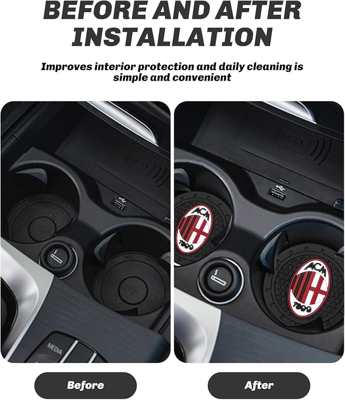 Cup Holder Insert Coaster for A.C.Milan UEFA UCL Fans,Anti Slip Car Cup Coaster Interior Accessories