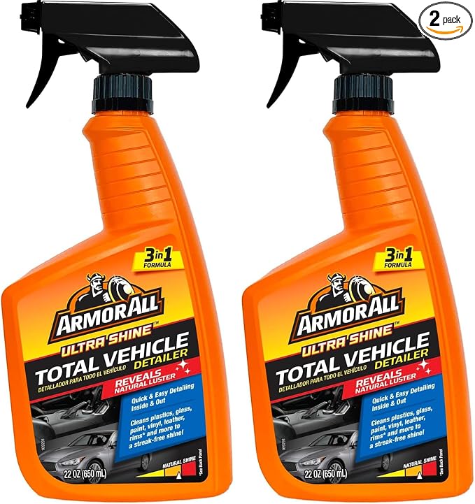 Armor All Ultra Shine Total Vehicle Detailer, Car Detailer Spray for Interior and Exterior Use, 22 Fl Oz (Pack of 2)