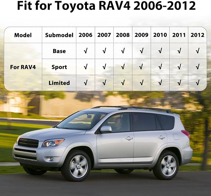 Floor Mats for Toyota RAV4 2006-2012, Custom Fit TPE Liners | 1st & 2nd Row Mats & Cargo Liner for RAV4 All Weather Protection TPE Car Mats Accessories Waterproof Anti-Slip