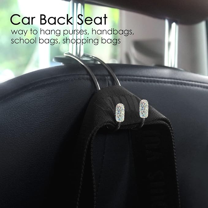 2026 Upgraded Bling Auto Hooks ,Car Hangers Organizer Seat Headrest Hooks，Bag Organizers Rack and Hanger, Heavy-duty Car Seat Hooks, Backseat Storage Hooks, Universal for SUV Truck Vehicle 2 Pack