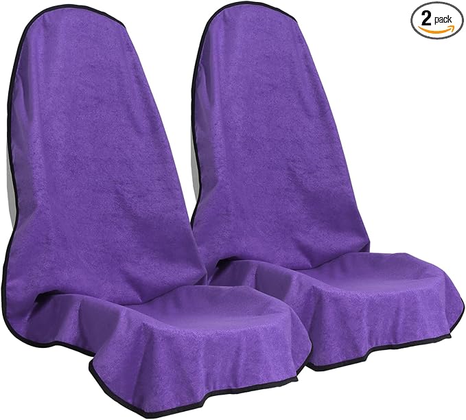 Car Seat Cover Protector Front Seats,for Gym Workout,Running,Swimming,Beach and Hiking,Waterproof Sweat Towel Bucket Seat Covers for Cars SUV Trucks (Purple, 2Pcs)