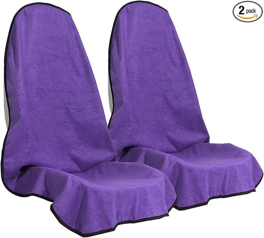 Car Seat Cover Protector Front Seats,for Gym Workout,Running,Swimming,Beach and Hiking,Waterproof Sweat Towel Bucket Seat Covers for Cars SUV Trucks (Purple, 2Pcs)