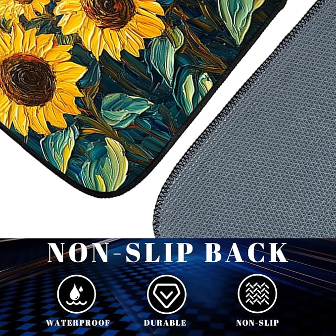 Sunflowers Car Floor Mats Set of 4 Starry Night Sky Blue Star Automotive Foot Mats Rugs Carpet for Car Non-Slip Auto Car Accessories Universal Fit for Car SUV Truck Van