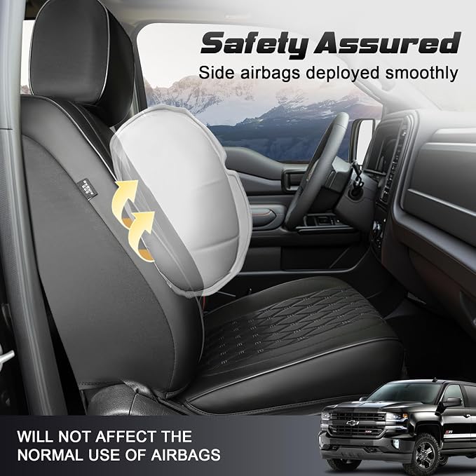 Umbrauto Custom Seat Covers for Silverado, Waterproof Nappa Leather Full Set Seatcovers for Chevy Silverado/GMC Sierra 2007-2013 & 2019-2025 2026 1500, 2020-2026 2500HD 3500HD Crew/Double/Extended Cab