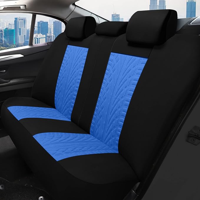Pariitadin Car Seat Covers Full Set, Washable and Breathable Premium Cloth Automotive Vehicle Seat Cover for Car Interior, Universal Fit for Most Cars, Sedan, Truck, SUV(Black/Blue)