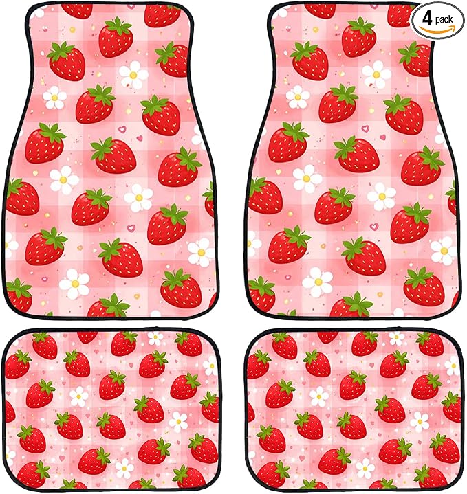 Mushroom Car Floor Mats Set of 4 Red Moon Star Night Wildflower Magic Automotive Foot Mats Rugs Carpet for Car Non-Slip Auto Car Accessories Universal Fit for Car SUV Truck Van