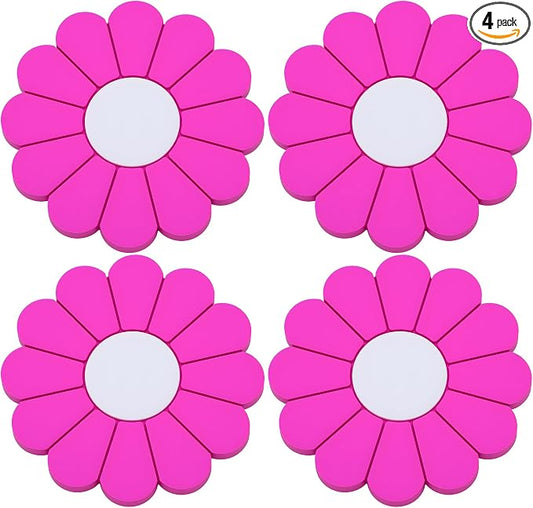 4-Pack Car Cup Holder Coaster Inserts, Daisy Shape, 2.75 Inch Non-Slip Silicone Cup Holder Insert, Universal Non-Slip Cup Holders, Car Accessories Interior for Women and Man (Rose Red)