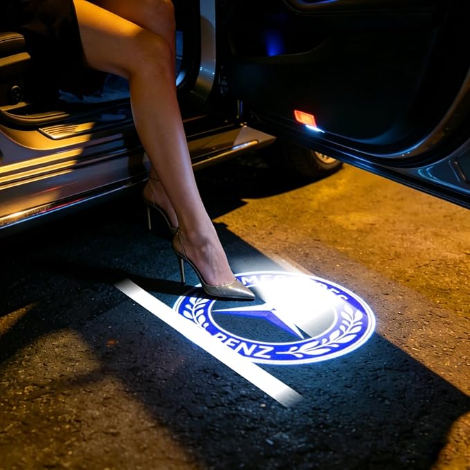 4 Pack Car Door Lights Logo Projector - 4K HD Puddle Lights for A/B/C/E/S/CLA/CLS/GLA/GLB/GLC/GLE/GLS/G/SL-Class/AMG GT 4-Door/V-Class/Metris Series